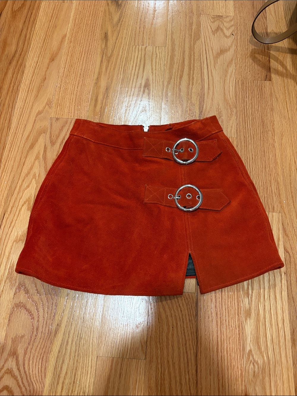 Vintage Free People Mini Suede Skirt with Buckle Detail